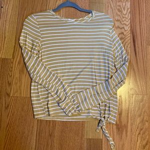 Long Sleeve Mustard Yellow & White Stripe Top